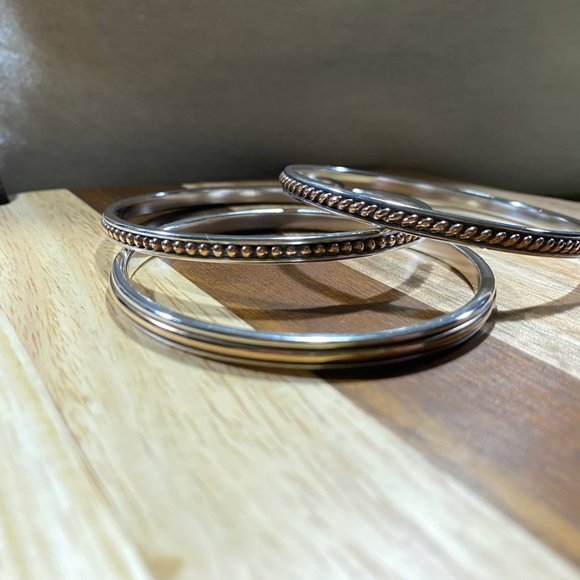 Beaded Bronze & Silver Bangle - Picture 2 of 3